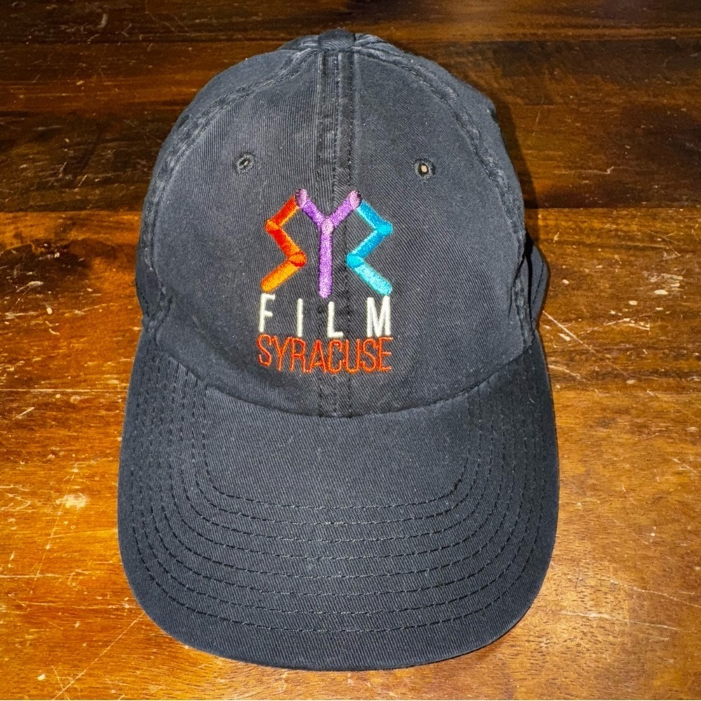Rare Vtg Syracuse Hat Embroidered “SYR” FILM SYRACUSE Black Adjustable Hat Cap